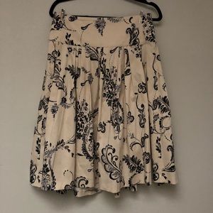 Zara A Line Skirt Cream with Black and Gray Floral